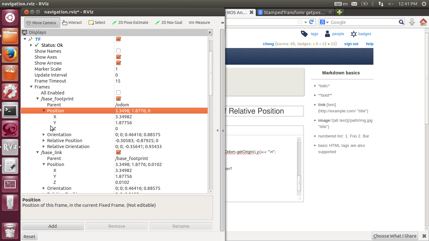 Here is where you can see the two different positions from the visualization software 