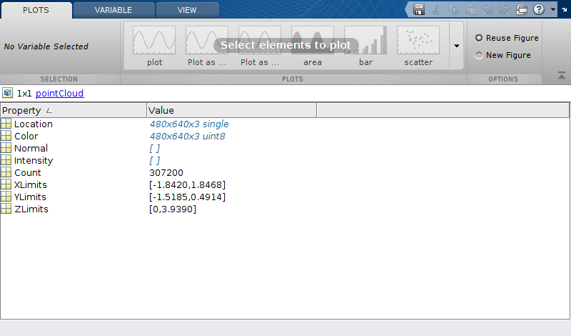 MATLAB pointCloud