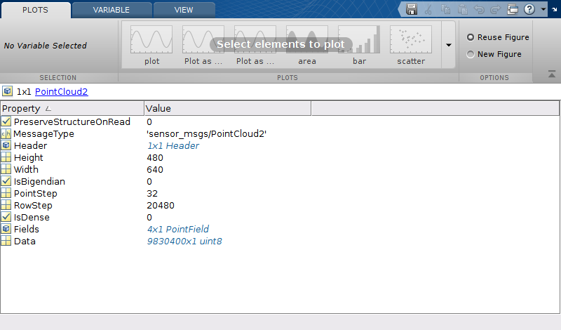 ROS PointCloud2 in MATLAB